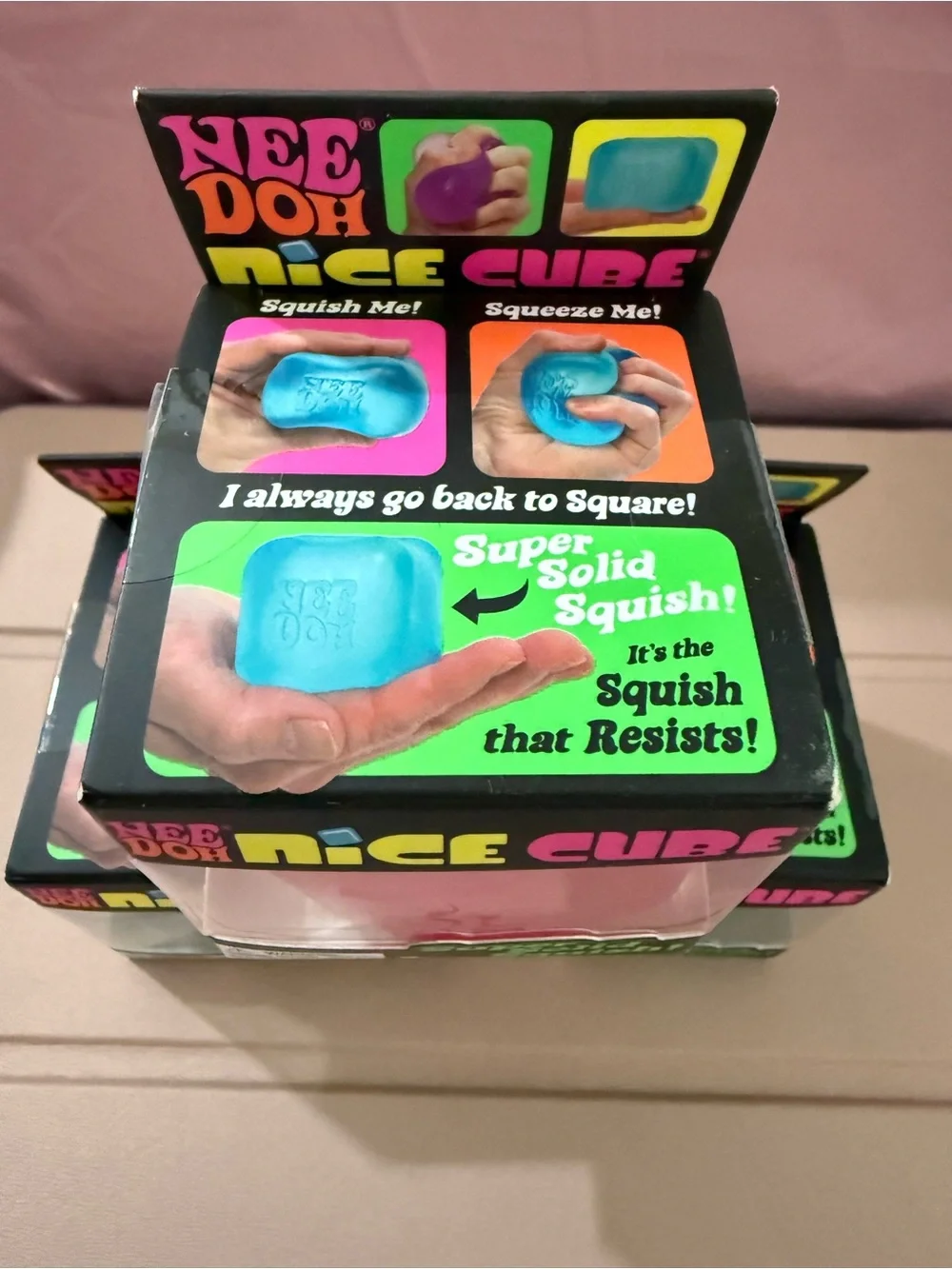 NeeDoh Nice Cube Kids Learning Toy - Pink and Blue Squish Cubes